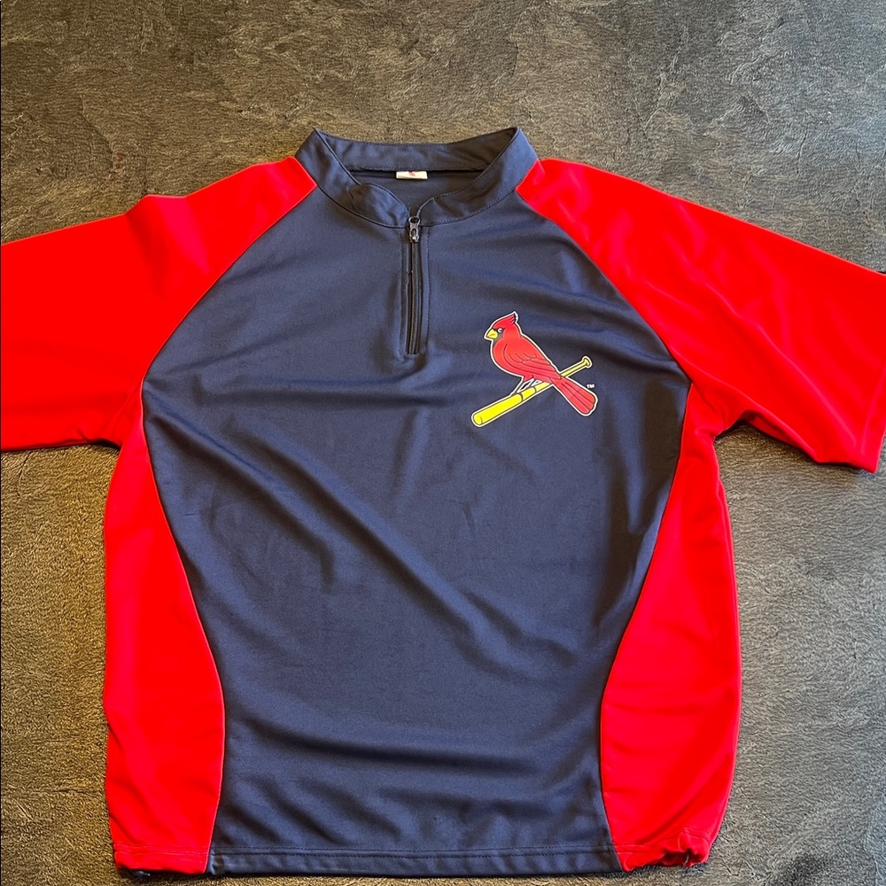 St.Louis Cardinals Red and Navy Half-Zip Sports Shirt